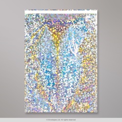 324x229 mm (C4) Zilverkleurige, holografische folie-enveloppen