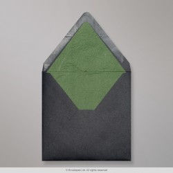 160x160 mm Black Envelope Lined With Green Fancy Paper