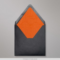 160x160 mm Black Envelope Lined With Orange Fancy Paper