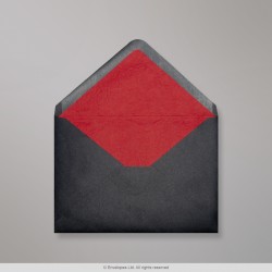 114x162 mm (C6) Black Envelope Lined With Red Fancy Paper