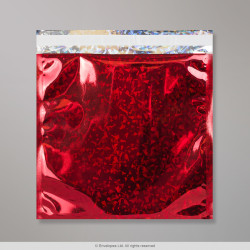 220x220 mm Gl&auml;nzende Holographische Folienumschl&auml;ge &ndash; Metallic Rot