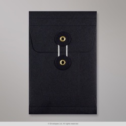 162x114x25 mm (C6) Schwarzer Umschlag mit Bindfadenverschluss und Falz