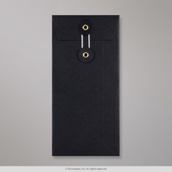 220x110 mm (DL) Schwarzer Umschlag mit Bindfadenverschluss