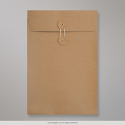 324x229x25 mm (C4) Manila Umschlag mit Bindfadenverschluss und Falz