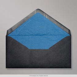 110x220 mm (DL) Black Envelope Lined With Blue Fancy Paper
