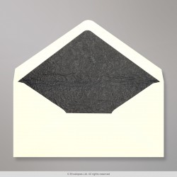 110x220 mm (DL) Ivory Envelope Lined With Black Fancy Paper