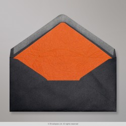 110x220 mm (DL) mm Black Envelope Lined With Orange Fancy Paper